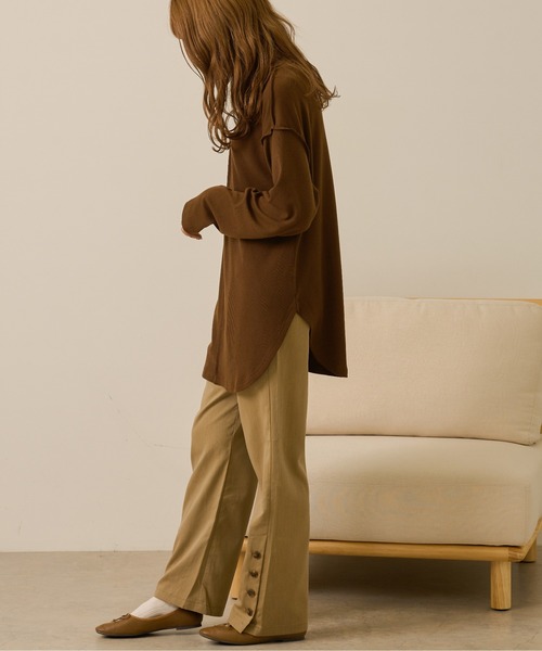 Ambre Neige（アンブルネージュ）の「テレコビッグロンＴ／【WEB/EC限定商品】（Tシャツ/カットソー・レディース・アイボリー/ダークブラウン/ブラック/ライトベージュ/ライトブラウン/スモークピンク・FREE）」の16枚目の写真