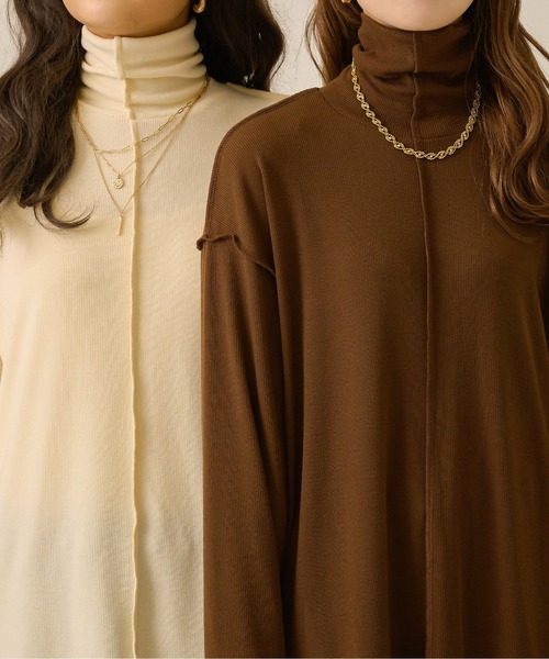 Ambre Neige（アンブルネージュ）の「テレコビッグロンＴ／【WEB/EC限定商品】（Tシャツ/カットソー・レディース・アイボリー/ダークブラウン/ブラック/ライトベージュ/ライトブラウン/スモークピンク・FREE）」の14枚目の写真