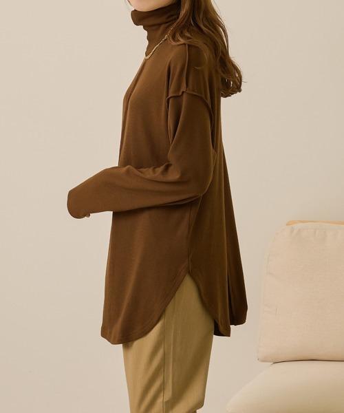 Ambre Neige（アンブルネージュ）の「テレコビッグロンＴ／【WEB/EC限定商品】（Tシャツ/カットソー・レディース・アイボリー/ダークブラウン/ブラック/ライトベージュ/ライトブラウン/スモークピンク・FREE）」の11枚目の写真