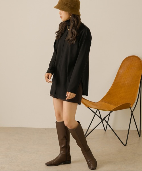 Ambre Neige（アンブルネージュ）の「テレコビッグロンＴ／【WEB/EC限定商品】（Tシャツ/カットソー・レディース・アイボリー/ダークブラウン/ブラック/ライトベージュ/ライトブラウン/スモークピンク・FREE）」の13枚目の写真