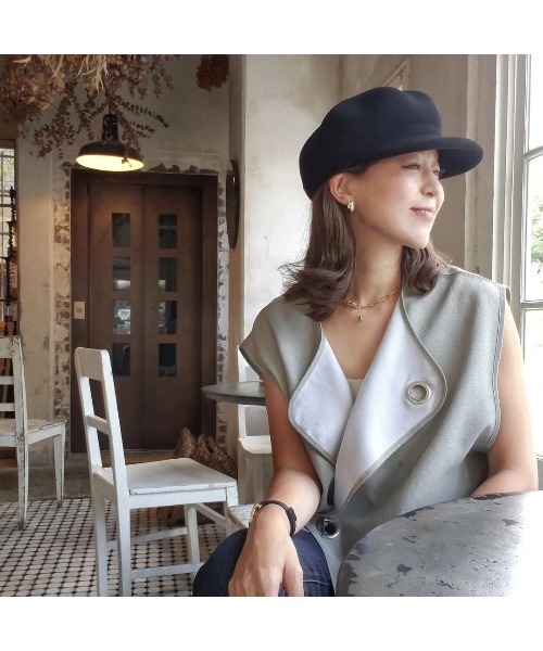 14+(イチヨンプラス)の「ポコポコフエルトキャスケット(キャスケット・レディース・ブラック/キャメル/チャコールグレー・FREE)」の4枚目の写真