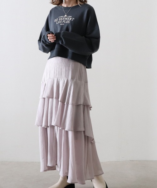 Cheek（チーク）の「楊柳ティアードスカート（スカート・レディース・ブラック/サックスブルー/ピンク・MEDIUM）」の13枚目の写真