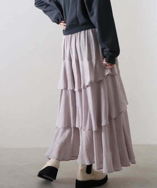 Cheek（チーク）の「楊柳ティアードスカート（スカート・レディース・ブラック/サックスブルー/ピンク・MEDIUM）」の14枚目の写真