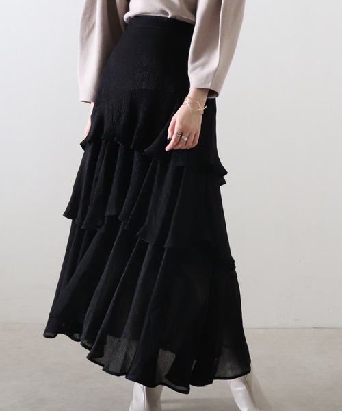 Cheek（チーク）の「楊柳ティアードスカート（スカート・レディース・ブラック/サックスブルー/ピンク・MEDIUM）」の16枚目の写真