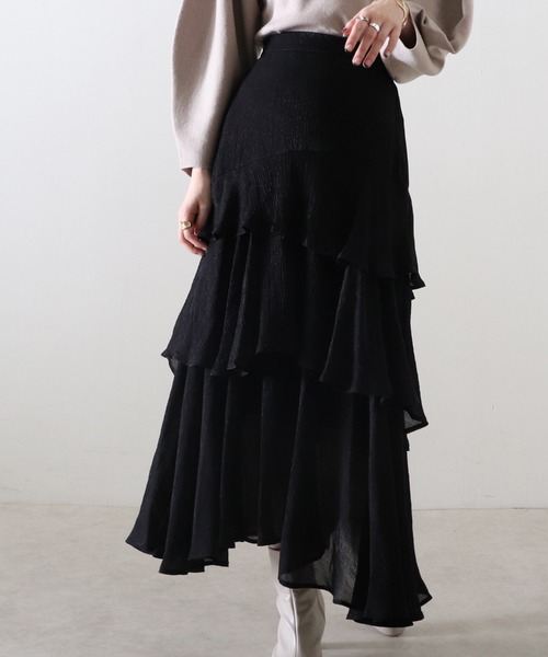Cheek（チーク）の「楊柳ティアードスカート（スカート・レディース・ブラック/サックスブルー/ピンク・MEDIUM）」の20枚目の写真