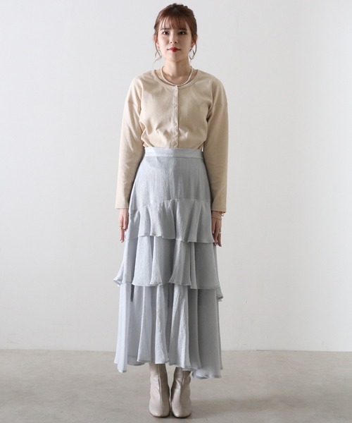 Cheek（チーク）の「楊柳ティアードスカート（スカート・レディース・ブラック/サックスブルー/ピンク・MEDIUM）」の10枚目の写真