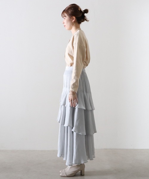 Cheek（チーク）の「楊柳ティアードスカート（スカート・レディース・ブラック/サックスブルー/ピンク・MEDIUM）」の18枚目の写真