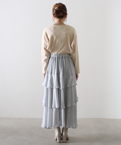 Cheek（チーク）の「楊柳ティアードスカート（スカート・レディース・ブラック/サックスブルー/ピンク・MEDIUM）」の22枚目の写真