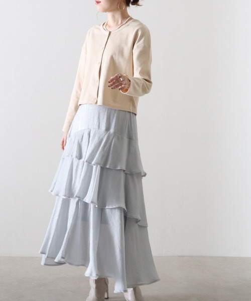 Cheek（チーク）の「楊柳ティアードスカート（スカート・レディース・ブラック/サックスブルー/ピンク・MEDIUM）」の11枚目の写真