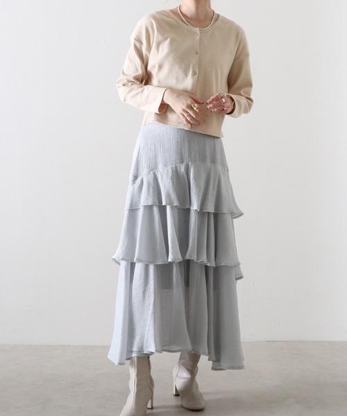 Cheek（チーク）の「楊柳ティアードスカート（スカート・レディース・ブラック/サックスブルー/ピンク・MEDIUM）」の15枚目の写真