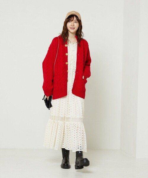 FREAK'S STORE（フリークスストア）の「フィッシャーマンカーディガン（カーディガン/ボレロ・レディース・ネイビー/レッド/オフホワイト/グリーン・ﾌﾘ-）」の21枚目の写真