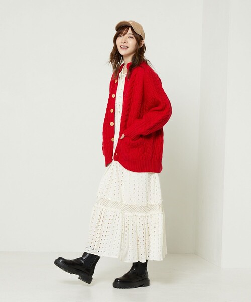 FREAK'S STORE（フリークスストア）の「フィッシャーマンカーディガン（カーディガン/ボレロ・レディース・ネイビー/レッド/オフホワイト/グリーン・ﾌﾘ-）」の14枚目の写真