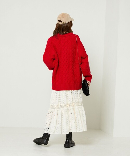 FREAK'S STORE（フリークスストア）の「フィッシャーマンカーディガン（カーディガン/ボレロ・レディース・ネイビー/レッド/オフホワイト/グリーン・ﾌﾘ-）」の16枚目の写真
