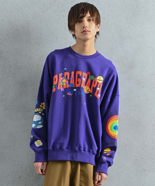Paragraph（パラグラフ）の「Paragraph(パラグラフ) スマイルロゴ スウェット（スウェット・メンズ・ライトグレー/パープル/オレンジ/ブルー/グリーン/チャコール/ベージュ・ONE SIZE）」の6枚目の写真