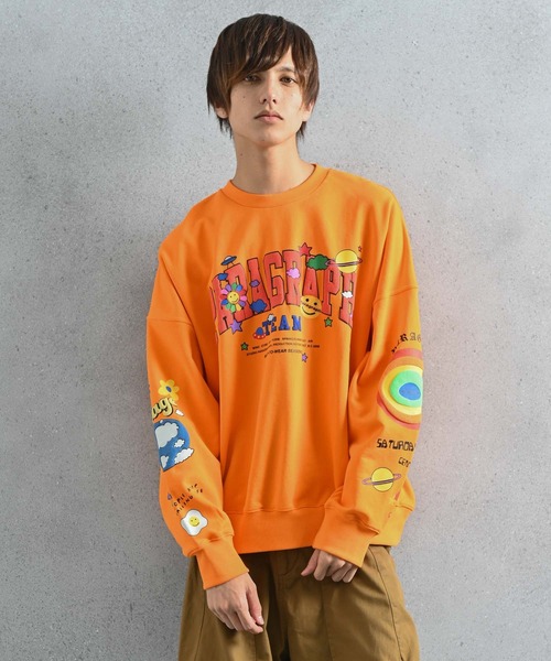 Paragraph（パラグラフ）の「Paragraph(パラグラフ) スマイルロゴ スウェット（スウェット・メンズ・ライトグレー/パープル/オレンジ/ブルー/グリーン/チャコール/ベージュ・ONE SIZE）」の7枚目の写真