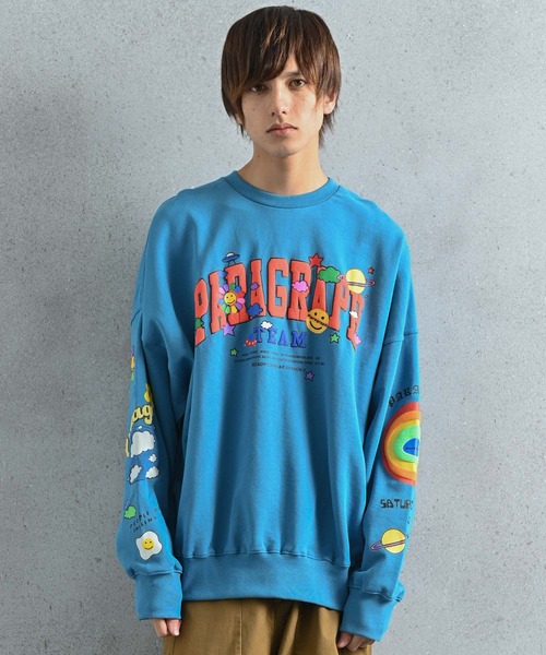 Paragraph（パラグラフ）の「Paragraph(パラグラフ) スマイルロゴ スウェット（スウェット・メンズ・ライトグレー/パープル/オレンジ/ブルー/グリーン/チャコール/ベージュ・ONE SIZE）」の5枚目の写真