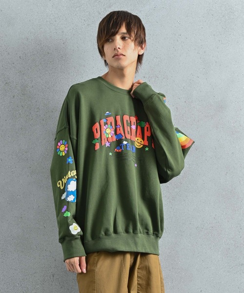 Paragraph（パラグラフ）の「Paragraph(パラグラフ) スマイルロゴ スウェット（スウェット・メンズ・ライトグレー/パープル/オレンジ/ブルー/グリーン/チャコール/ベージュ・ONE SIZE）」の4枚目の写真