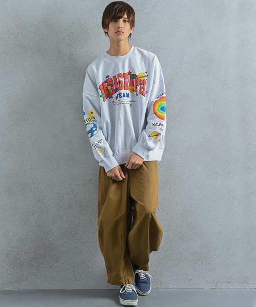 Paragraph（パラグラフ）の「Paragraph(パラグラフ) スマイルロゴ スウェット（スウェット・メンズ・ライトグレー/パープル/オレンジ/ブルー/グリーン/チャコール/ベージュ・ONE SIZE）」の19枚目の写真