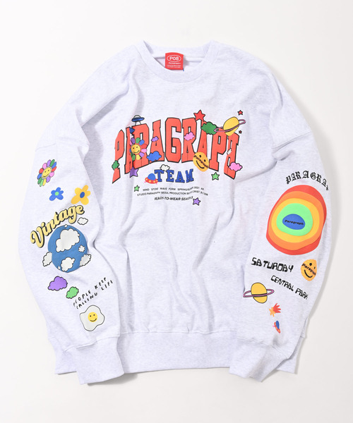 Paragraph（パラグラフ）の「Paragraph(パラグラフ) スマイルロゴ スウェット（スウェット・メンズ・ライトグレー/パープル/オレンジ/ブルー/グリーン/チャコール/ベージュ・ONE SIZE）」の20枚目の写真