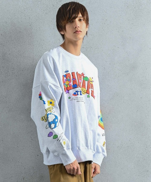 Paragraph（パラグラフ）の「Paragraph(パラグラフ) スマイルロゴ スウェット（スウェット・メンズ・ライトグレー/パープル/オレンジ/ブルー/グリーン/チャコール/ベージュ・ONE SIZE）」の16枚目の写真