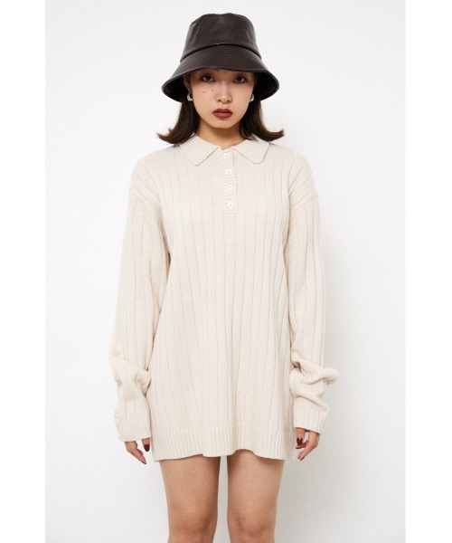 LAGUA GEM（ラグアジェム）の「LOOSE KNIT MINI OP（ワンピース・レディース・ダークブルー/ブラック/アイボリー・MEDIUM/SMALL）」の5枚目の写真