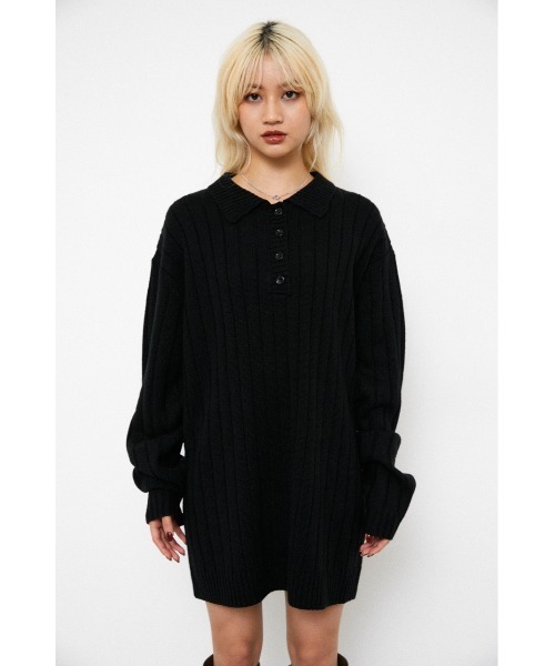 LAGUA GEM（ラグアジェム）の「LOOSE KNIT MINI OP（ワンピース・レディース・ダークブルー/ブラック/アイボリー・MEDIUM/SMALL）」の15枚目の写真