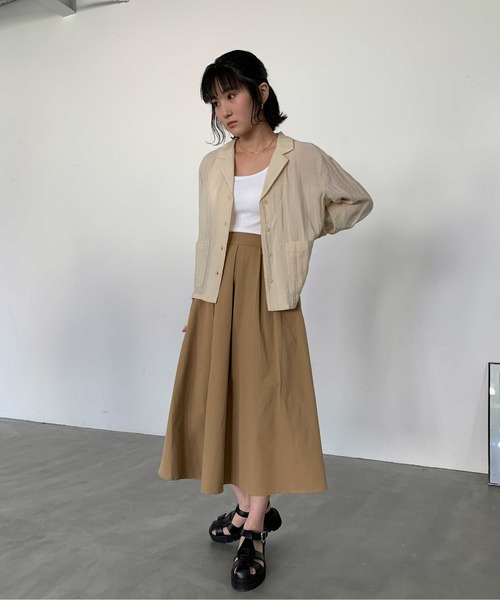 ECRIRE（エクリール）の「タックフレアSK（スカート・レディース・キャメル/ブラック/ベージュ・M）」の20枚目の写真