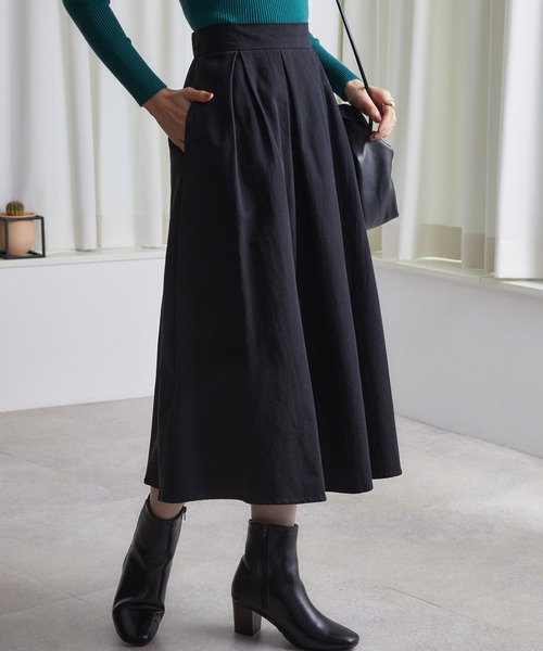 ECRIRE（エクリール）の「タックフレアSK（スカート・レディース・キャメル/ブラック/ベージュ・M）」の19枚目の写真