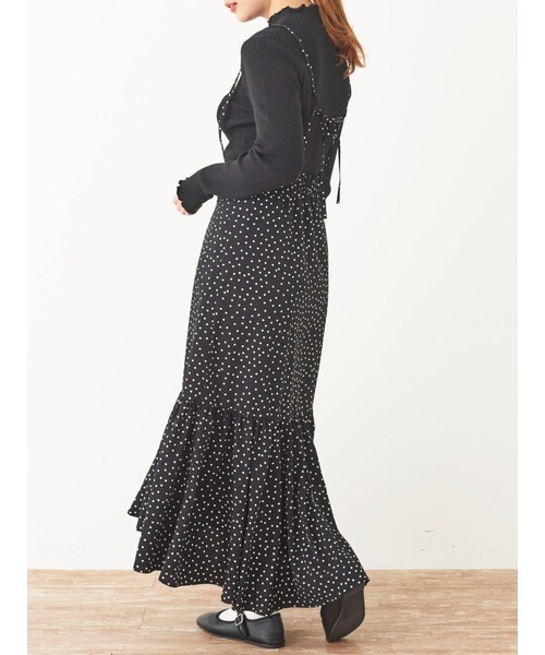 SLURR(スラ―)の「【大きいサイズ】ドットフリルマーメイドスカート(スカート・レディース・ライトベージュ/ブラック・LARGE)」の3枚目の写真