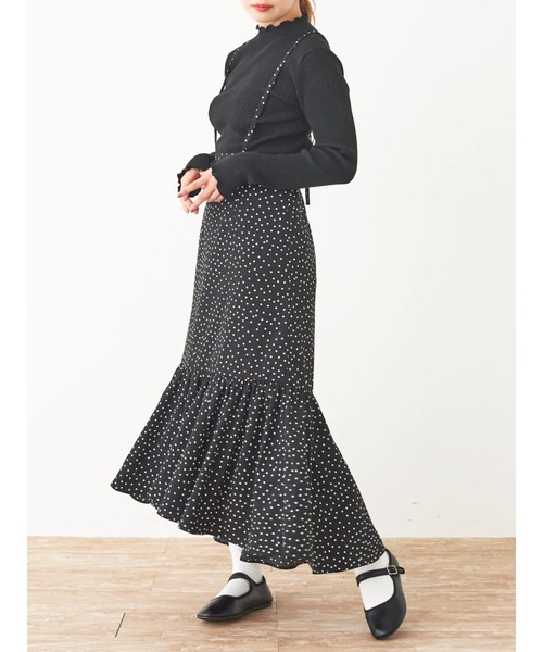 SLURR(スラ―)の「【大きいサイズ】ドットフリルマーメイドスカート(スカート・レディース・ライトベージュ/ブラック・LARGE)」の5枚目の写真