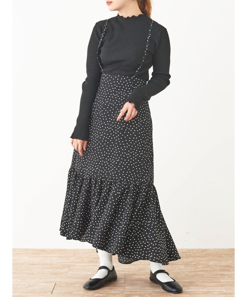 SLURR(スラ―)の「【大きいサイズ】ドットフリルマーメイドスカート(スカート・レディース・ライトベージュ/ブラック・LARGE)」の6枚目の写真