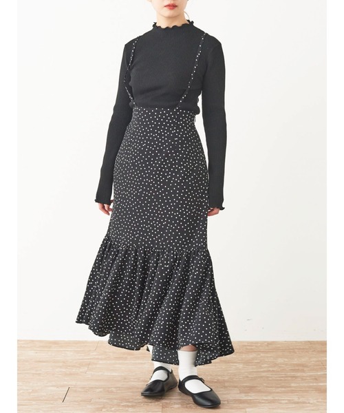 SLURR(スラ―)の「【大きいサイズ】ドットフリルマーメイドスカート(スカート・レディース・ライトベージュ/ブラック・LARGE)」の7枚目の写真