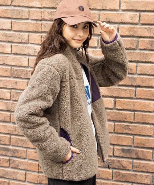 Mac-House(マックハウス)の「CAPTAIN STAG キャプテンスタッグ ボアスタンドジャケット(その他アウター・レディース・ベージュ/ブラウン/オレンジ/ブルー/アイボリー・フリー)」の3枚目の写真