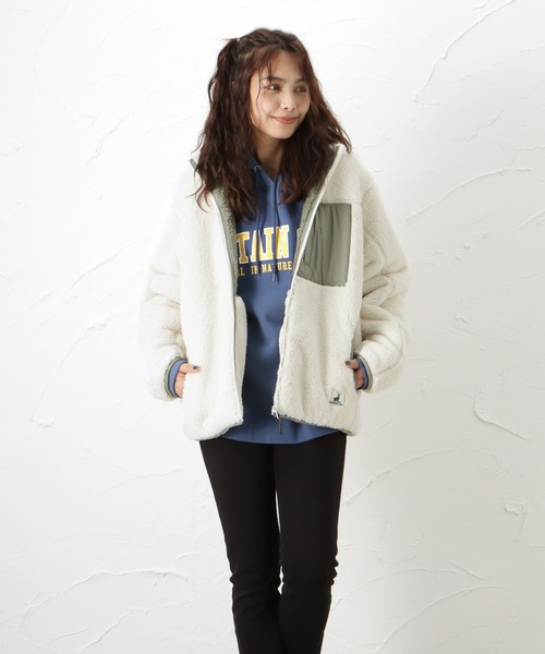 Mac-House(マックハウス)の「CAPTAIN STAG キャプテンスタッグ ボアスタンドジャケット(その他アウター・レディース・ベージュ/ブラウン/オレンジ/ブルー/アイボリー・フリー)」の2枚目の写真