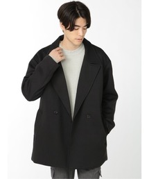 m.f.editorial（エムエフエディトリアル）の「エムエフエディトリアルメンズ/m.f.editorial：MEN オーバーサイズ ニット ダブルブレスト ハーフコート（ピーコート・メンズ）」