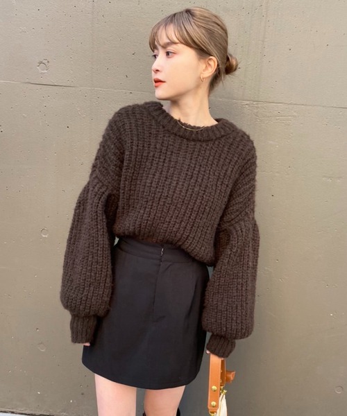 one after another NICE CLAUP(ワンアフターアナザーナイスクラップ)の「前後2wayクルーネックカーディガン(カーディガン/ボレロ・レディース・オレンジ/ピンク/オフホワイト/ブラウン・FREE)」の8枚目の写真