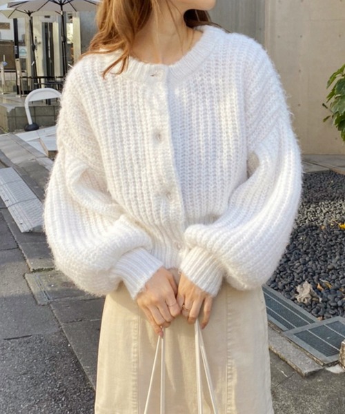 one after another NICE CLAUP(ワンアフターアナザーナイスクラップ)の「前後2wayクルーネックカーディガン(カーディガン/ボレロ・レディース・オレンジ/ピンク/オフホワイト/ブラウン・FREE)」の11枚目の写真