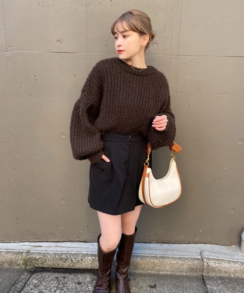 one after another NICE CLAUP(ワンアフターアナザーナイスクラップ)の「前後2wayクルーネックカーディガン(カーディガン/ボレロ・レディース・オレンジ/ピンク/オフホワイト/ブラウン・FREE)」の9枚目の写真