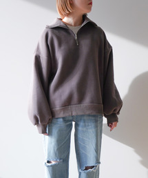 裏起毛フロントハーフジッププルオーバー
