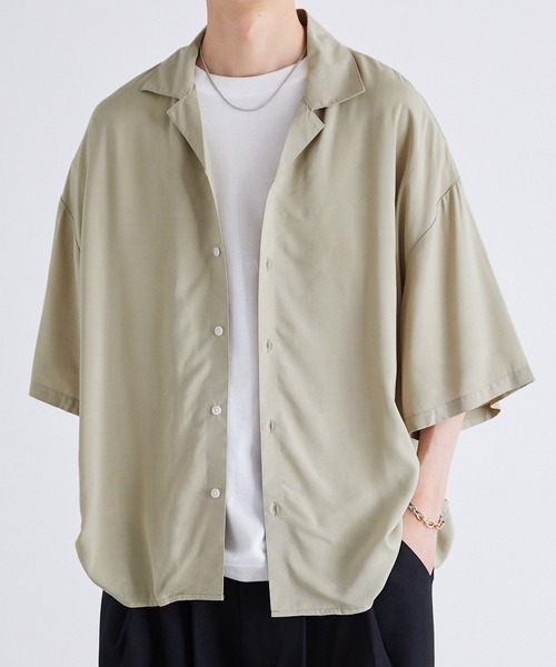 Anchor Smith（アンカー スミス）の「ルーズオープンカラーベーシックシャツ（シャツ/ブラウス・メンズ・ホワイト/ライトグレー/ブラック/サックスブルー/グレー系その他/ブルー系その他/チャコール/グレイッシュベージュ/グリーン・M/L）」の7枚目の写真