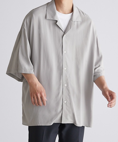 Anchor Smith（アンカー スミス）の「ルーズオープンカラーベーシックシャツ（シャツ/ブラウス・メンズ・ホワイト/ライトグレー/ブラック/サックスブルー/グレー系その他/ブルー系その他/チャコール/グレイッシュベージュ/グリーン・M/L）」の4枚目の写真