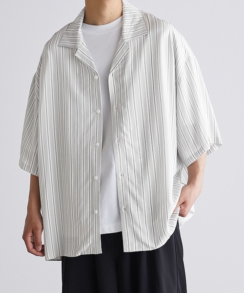 Anchor Smith（アンカー スミス）の「ルーズオープンカラーベーシックシャツ（シャツ/ブラウス・メンズ・ホワイト/ライトグレー/ブラック/サックスブルー/グレー系その他/ブルー系その他/チャコール/グレイッシュベージュ/グリーン・M/L）」の10枚目の写真