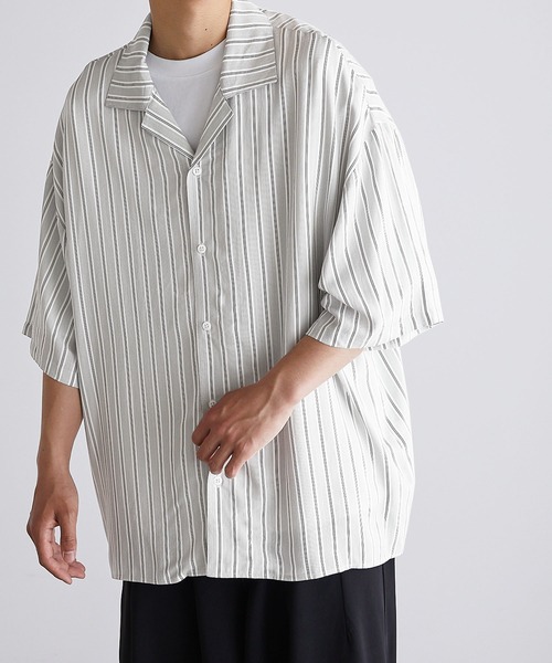 Anchor Smith（アンカー スミス）の「ルーズオープンカラーベーシックシャツ（シャツ/ブラウス・メンズ・ホワイト/ライトグレー/ブラック/サックスブルー/グレー系その他/ブルー系その他/チャコール/グレイッシュベージュ/グリーン・M/L）」の12枚目の写真