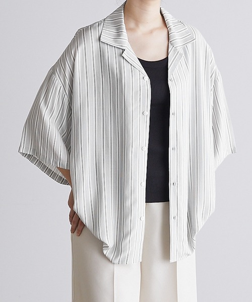 Anchor Smith（アンカー スミス）の「ルーズオープンカラーベーシックシャツ（シャツ/ブラウス・メンズ・ホワイト/ライトグレー/ブラック/サックスブルー/グレー系その他/ブルー系その他/チャコール/グレイッシュベージュ/グリーン・M/L）」の19枚目の写真