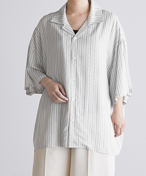 Anchor Smith（アンカー スミス）の「ルーズオープンカラーベーシックシャツ（シャツ/ブラウス・メンズ・ホワイト/ライトグレー/ブラック/サックスブルー/グレー系その他/ブルー系その他/チャコール/グレイッシュベージュ/グリーン・M/L）」の20枚目の写真