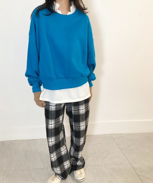 me+em select(ミームセレクト)の「ボリュームスリーブスウェットプルオーバー【裏起毛】(スウェット・レディース・ブラック/グレー/オレンジ/ブルー/グリーン/オートミール・FREE)」の19枚目の写真