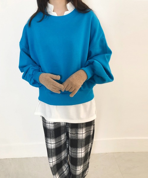 me+em select(ミームセレクト)の「ボリュームスリーブスウェットプルオーバー【裏起毛】(スウェット・レディース・ブラック/グレー/オレンジ/ブルー/グリーン/オートミール・FREE)」の20枚目の写真