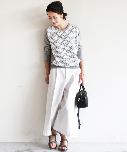 BEAUTY&YOUTH UNITED ARROWS(ビューティーアンドユースユナイテッドアローズ)の「BYSF ∵ダイアレース+ニットプルオーバー◆(ニット/セーター・レディース・ホワイト/グレー/ネイビー・FREE)」の5枚目の写真