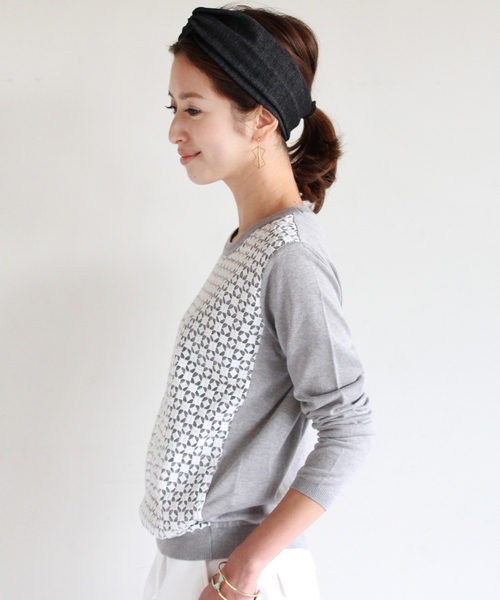 BEAUTY&YOUTH UNITED ARROWS(ビューティーアンドユースユナイテッドアローズ)の「BYSF ∵ダイアレース+ニットプルオーバー◆(ニット/セーター・レディース・ホワイト/グレー/ネイビー・FREE)」の7枚目の写真
