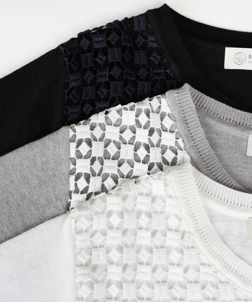 BEAUTY&YOUTH UNITED ARROWS(ビューティーアンドユースユナイテッドアローズ)の「BYSF ∵ダイアレース+ニットプルオーバー◆(ニット/セーター・レディース・ホワイト/グレー/ネイビー・FREE)」の12枚目の写真